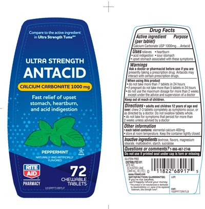 Rite Aid Ultra Strength Peppermint Flavor 72 Chewable Tablets - 962 88 antacid calcium image